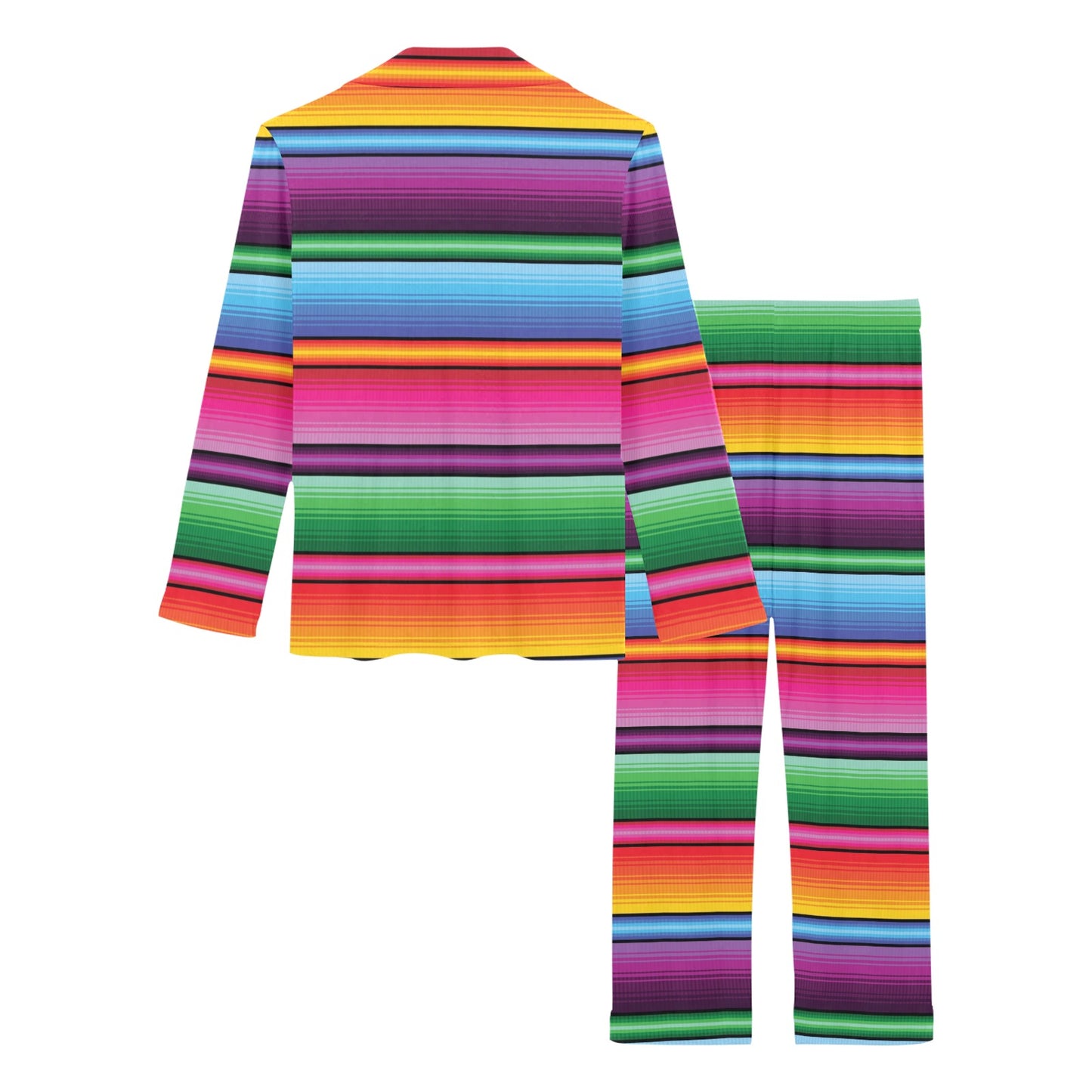 Mexican Blanket Colorful Print Pattern Women's Long Pajama Set