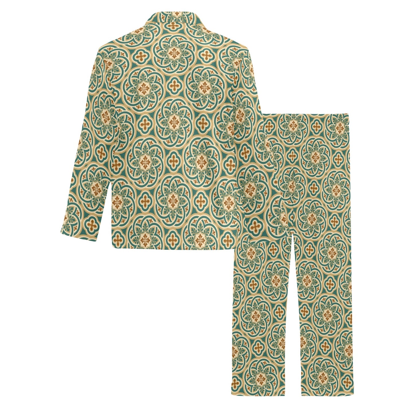 Cross Pattern Print Design 01 Men's Long Pajama Set