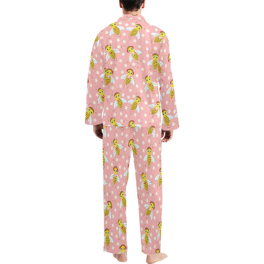 Bee Pattern Print Design BEE07 Men's Long Pajama Set