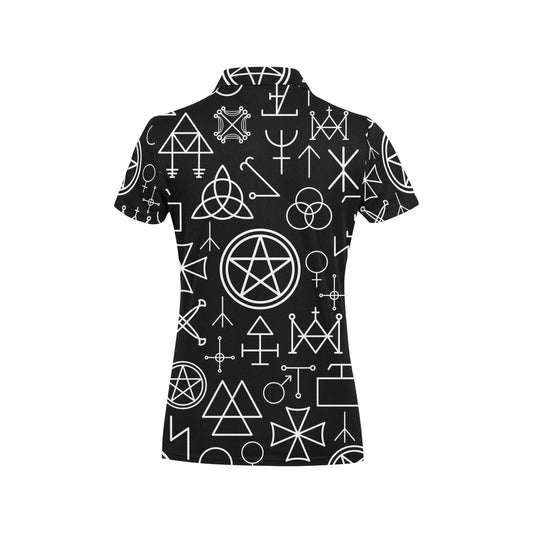 Pentagram Pattern Print Design A02 Women's Polo Shirt