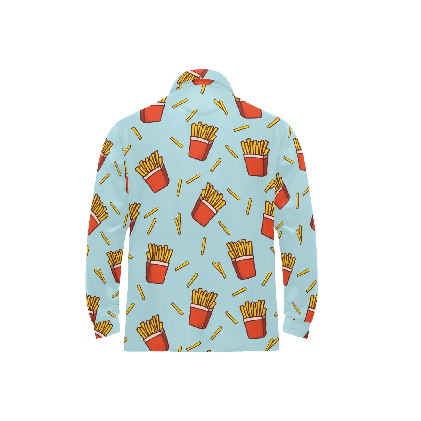 French Fried Pattern Print Design 02 Long Sleeve Polo Shirt For Men's