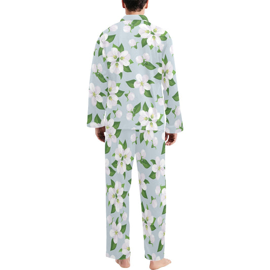 Apple blossom Pattern Print Design AB04 Men's Long Pajama Set
