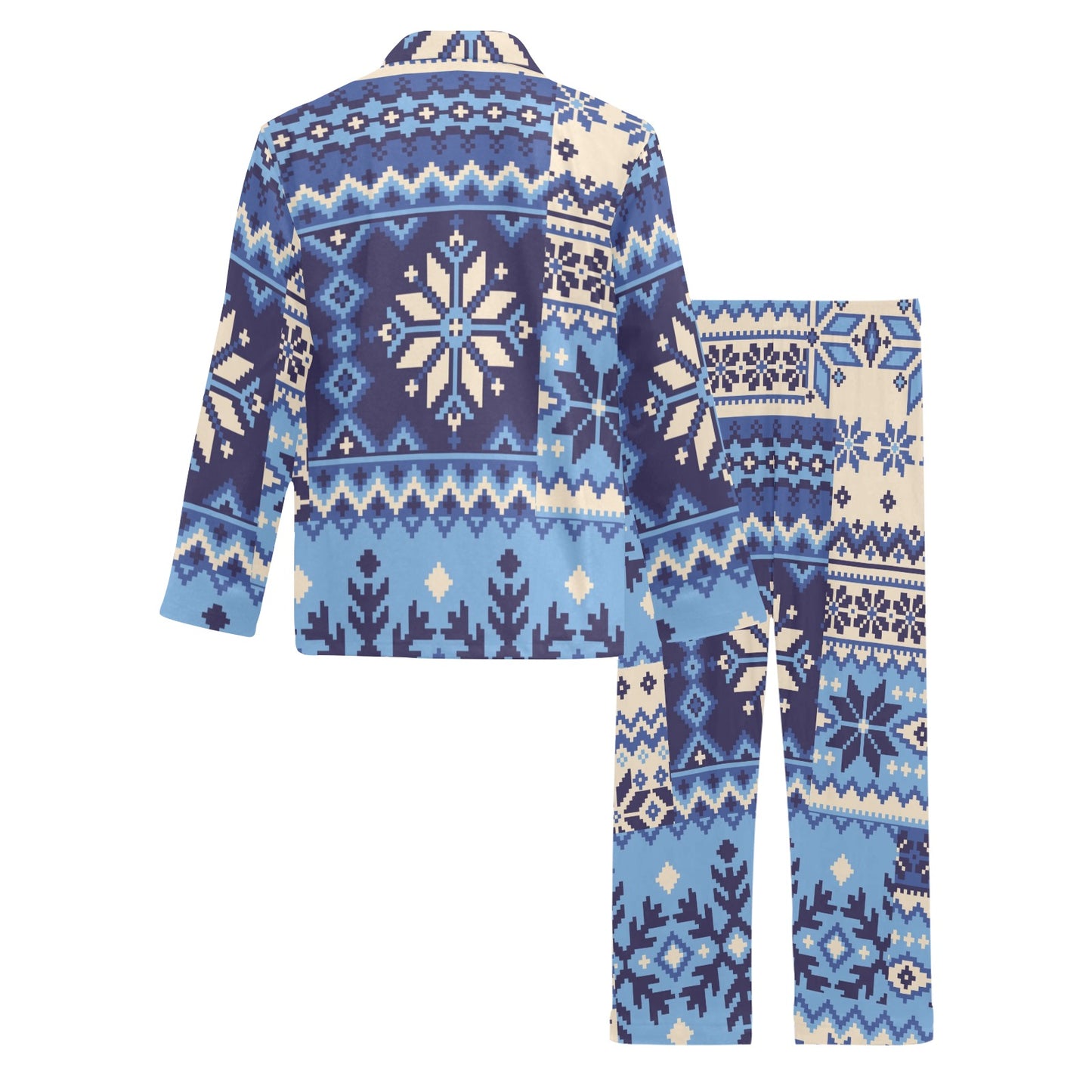 Nordic Pattern Print Design A04 Men's Long Pajama Set