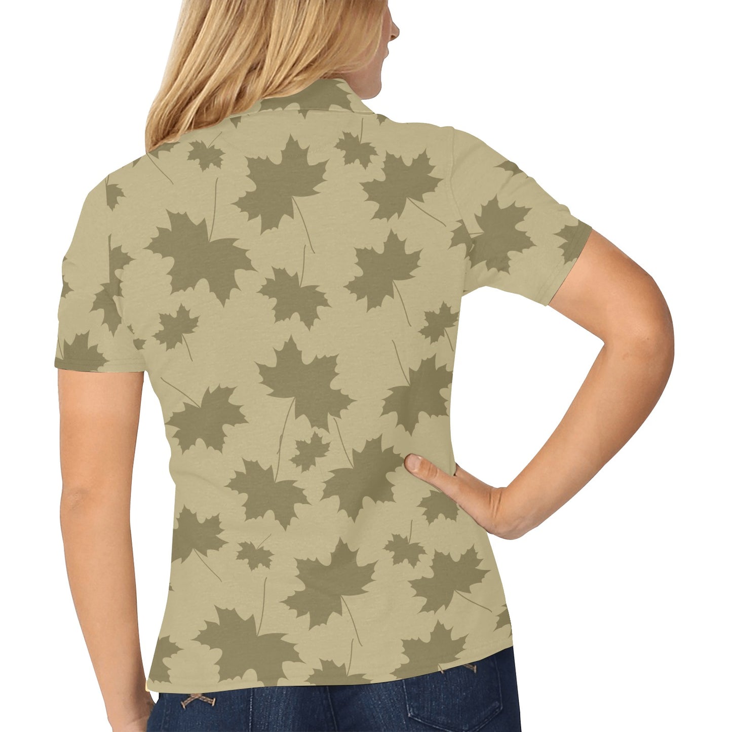 Maple Leaf Pattern Print Design 01 Women's Polo Shirt