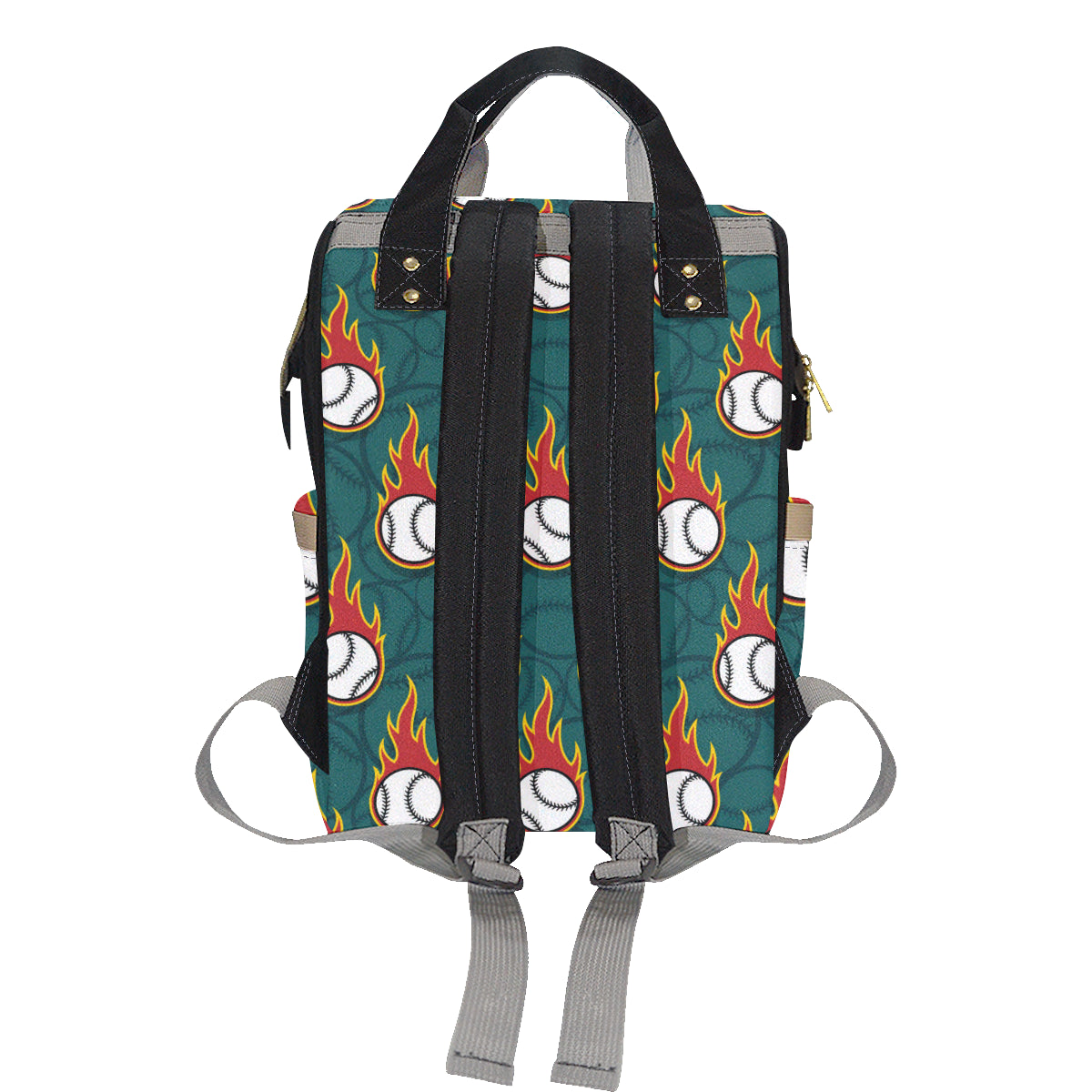 Baseball Fire Print Pattern Diaper Bag Backpack