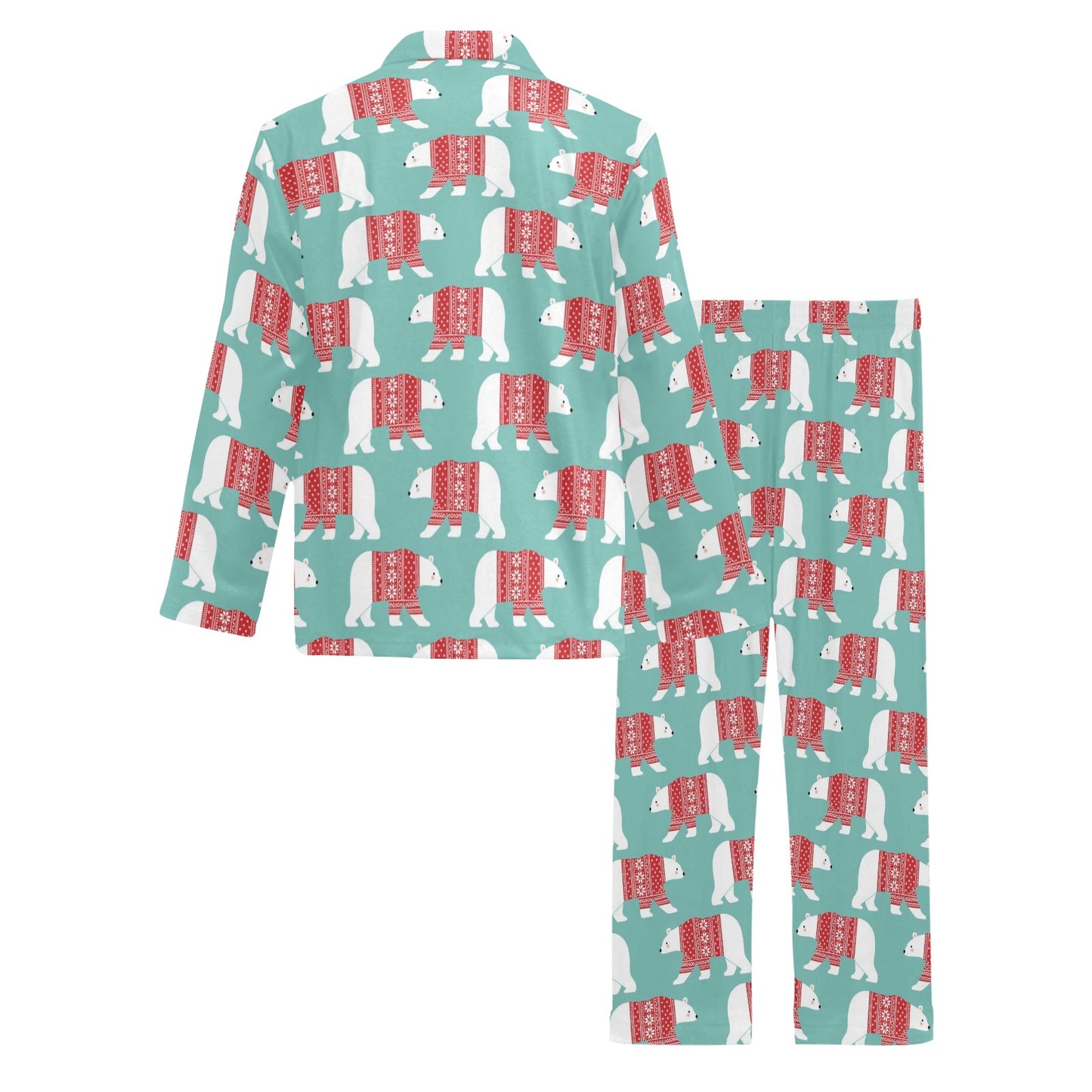 Polar Bear Pattern Print Design A04 Men's Long Pajama Set