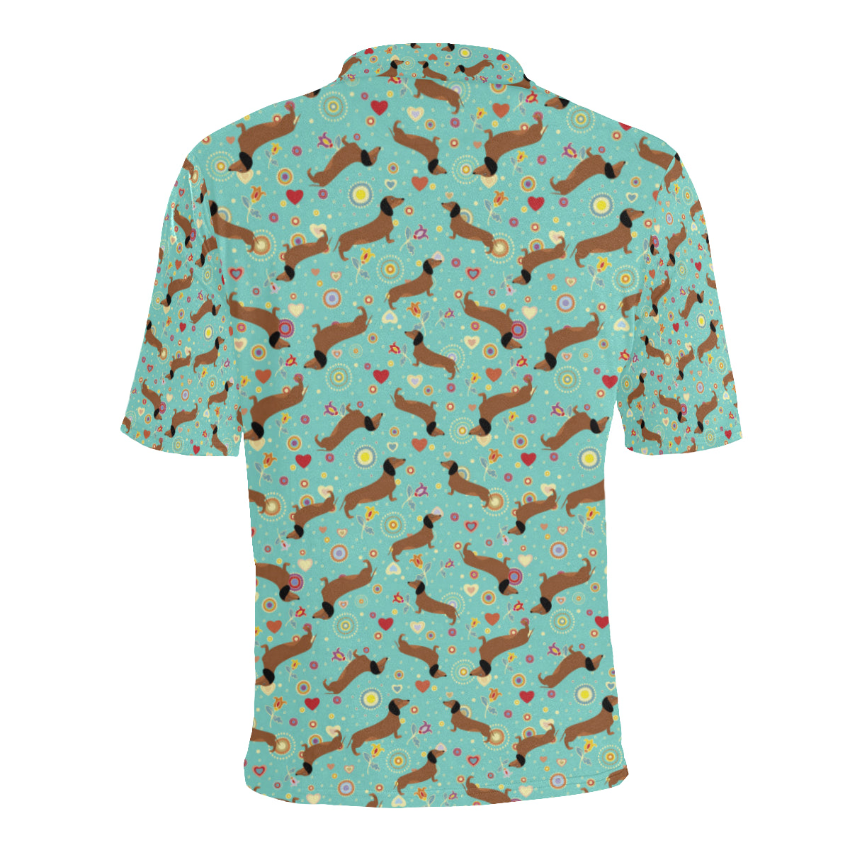 Dachshund with Floral Print Pattern Men Polo Shirt