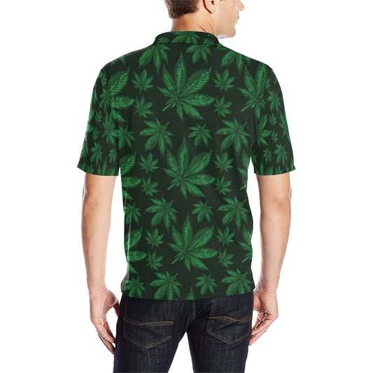 Pot Leaf Pattern Print Design A04 Men Polo Shirt