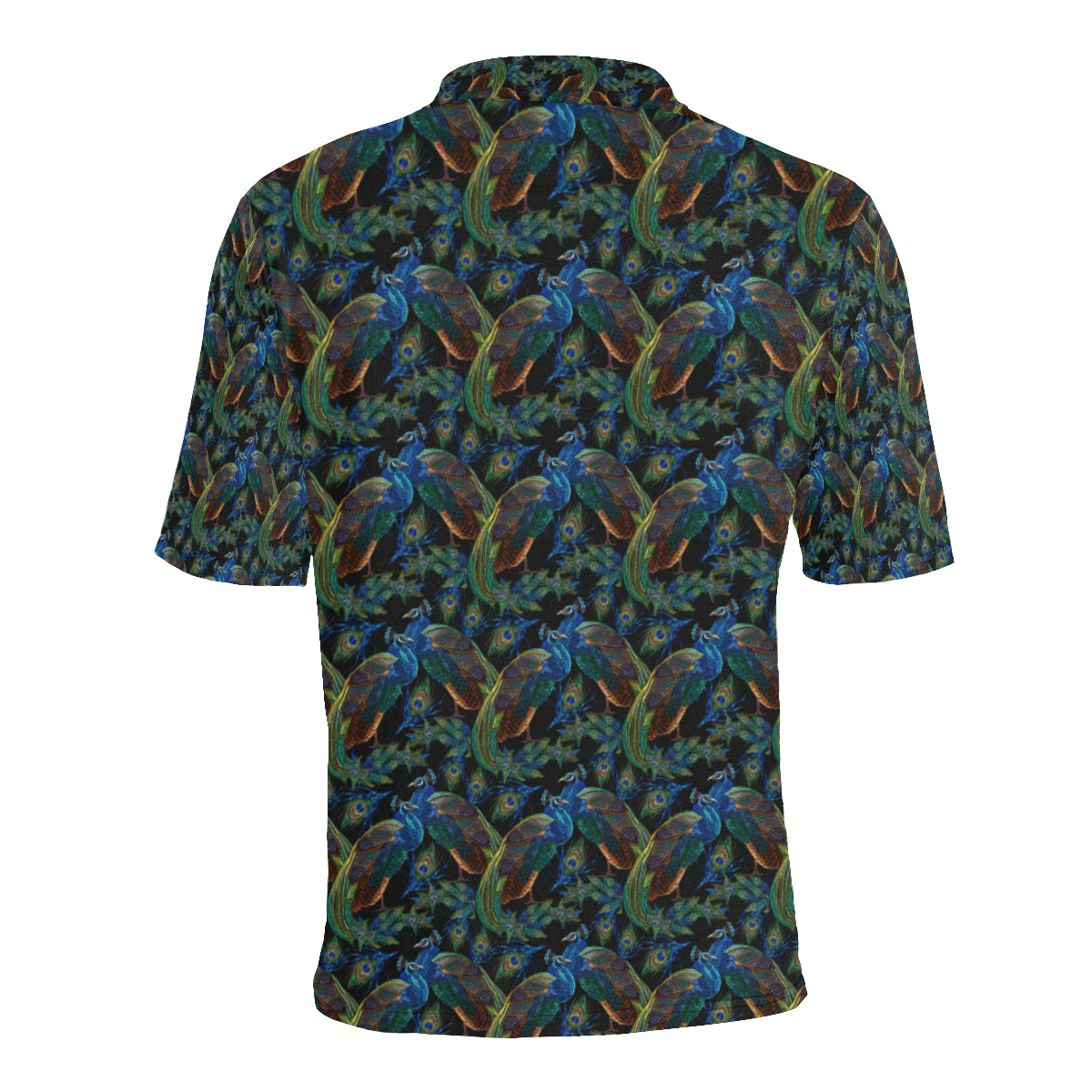 Peacock Themed Design Print Men Polo Shirt