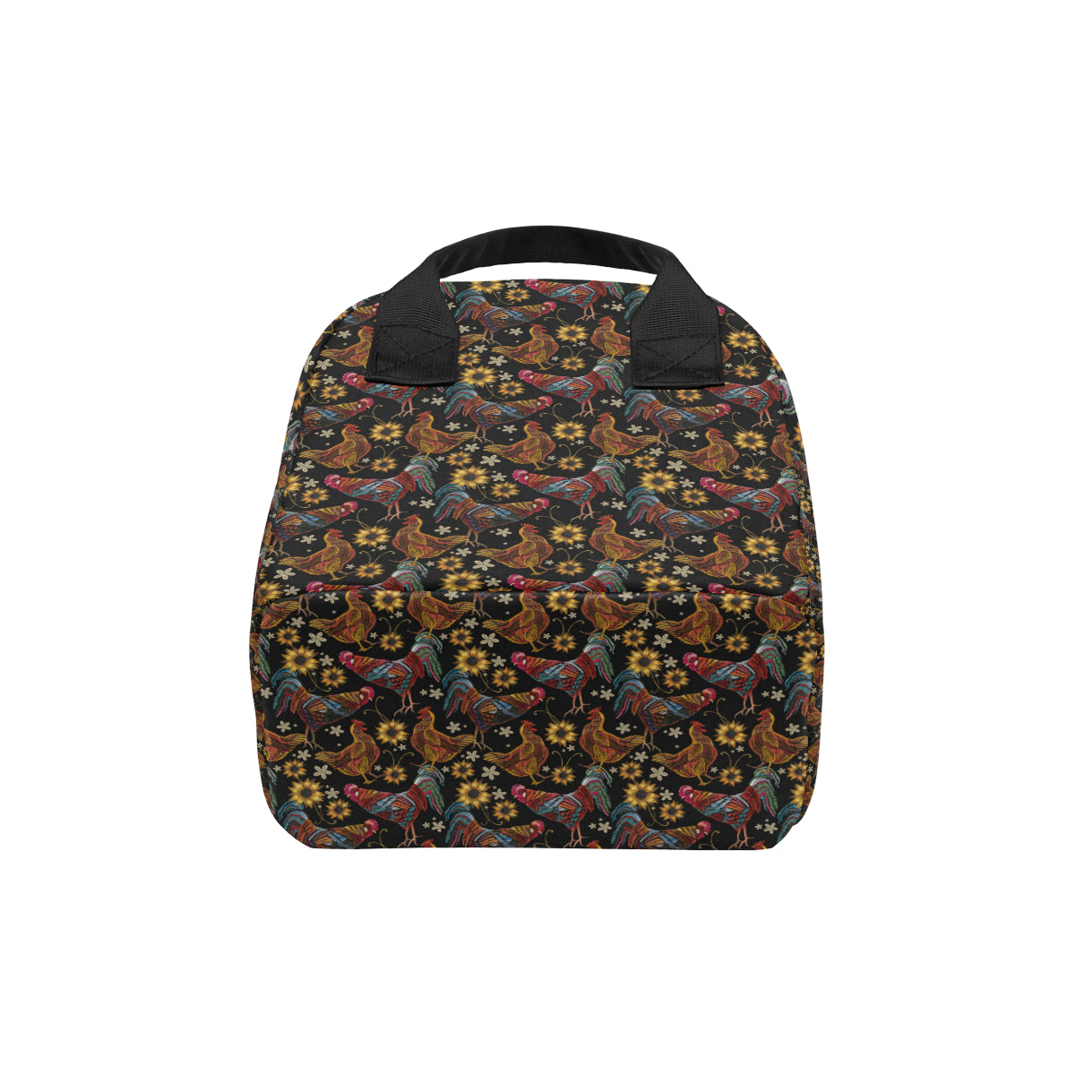 Chicken Embroidery Style Insulated Lunch Bag