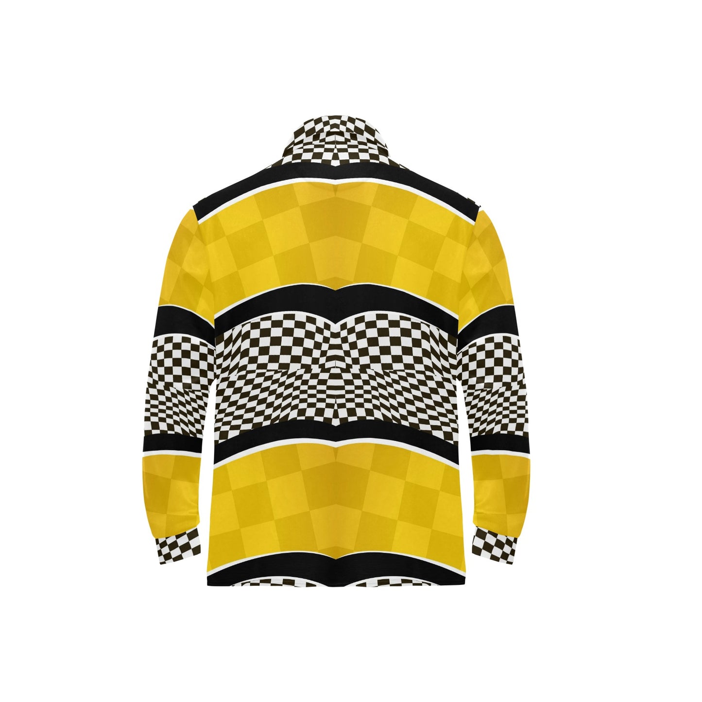 Checkered Pattern Print Design 02 Long Sleeve Polo Shirt For Men's