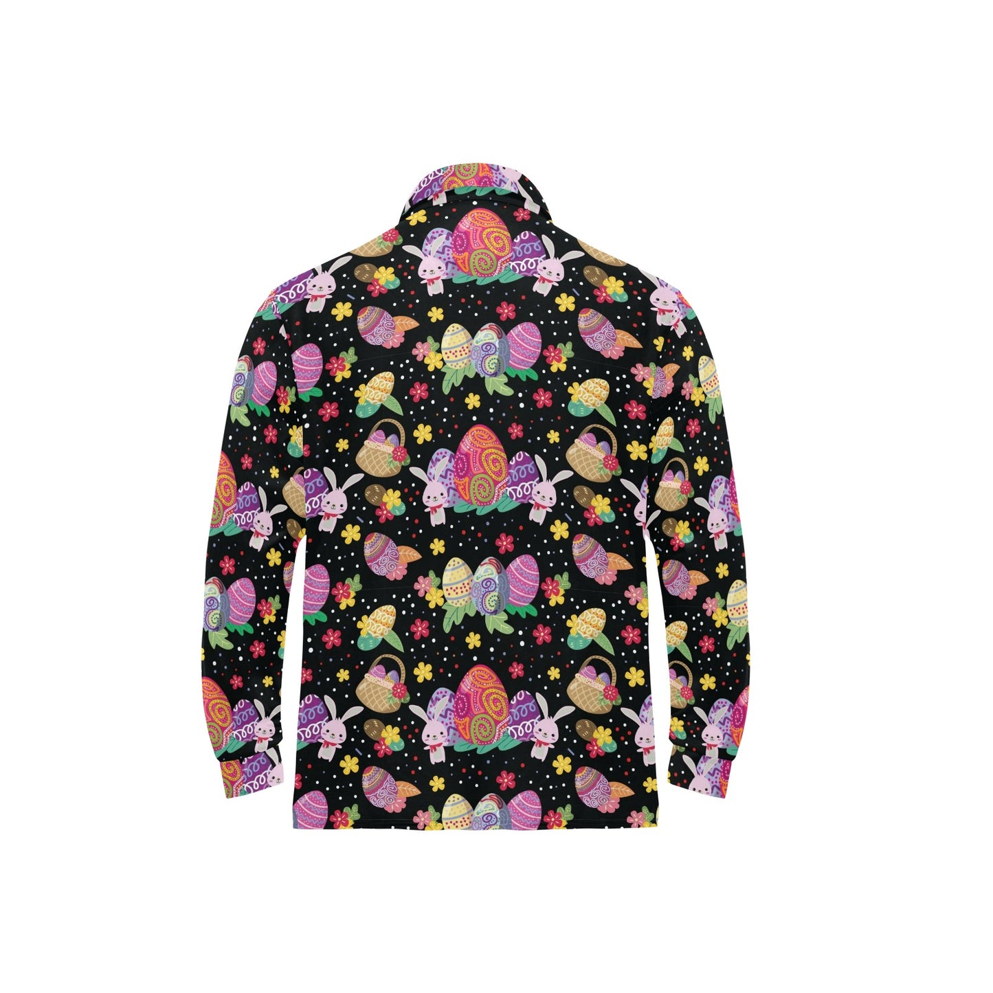 Easter Eggs Pattern Print Design RB06 Long Sleeve Polo Shirt For Men's