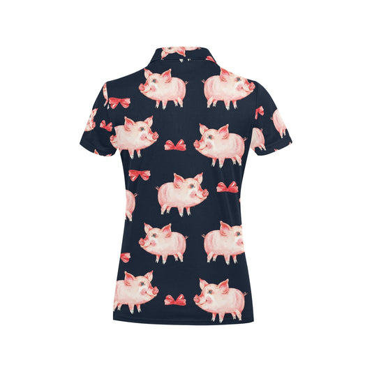 Pig Cute Pattern Print Design 02 Women's Polo Shirt