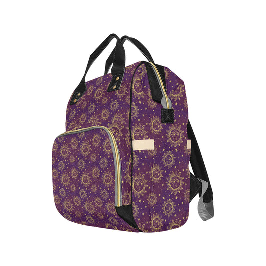 Sun Moon Star Design Themed Print Diaper Bag Backpack