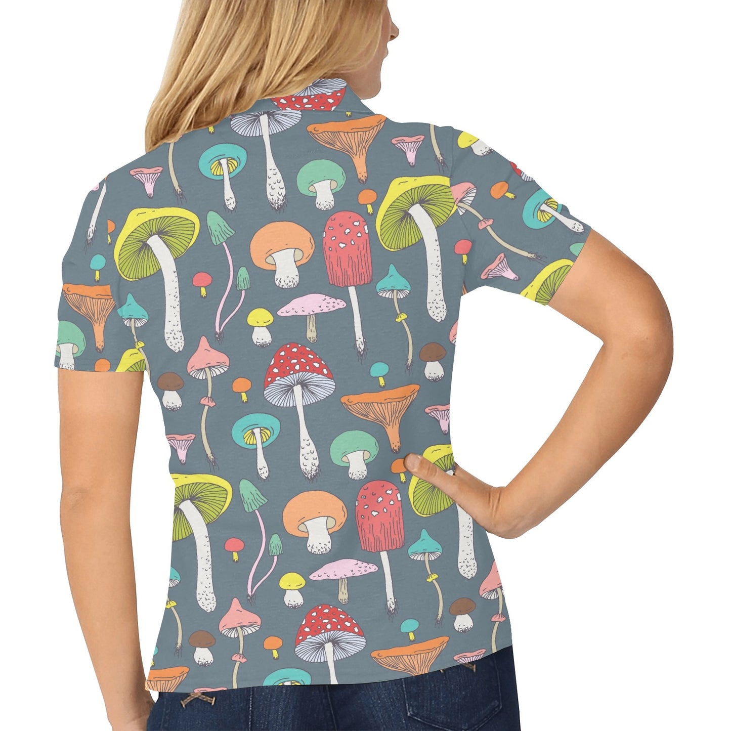 Mushroom Pattern Print Design A03 Women's Polo Shirt