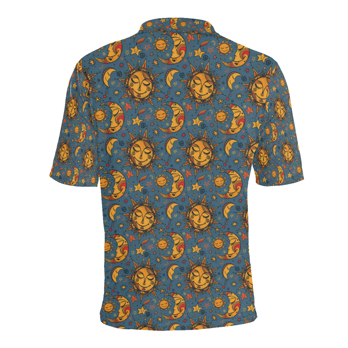 Celestial Moon Sun Pattern Print Design 02 Men Polo Shirt