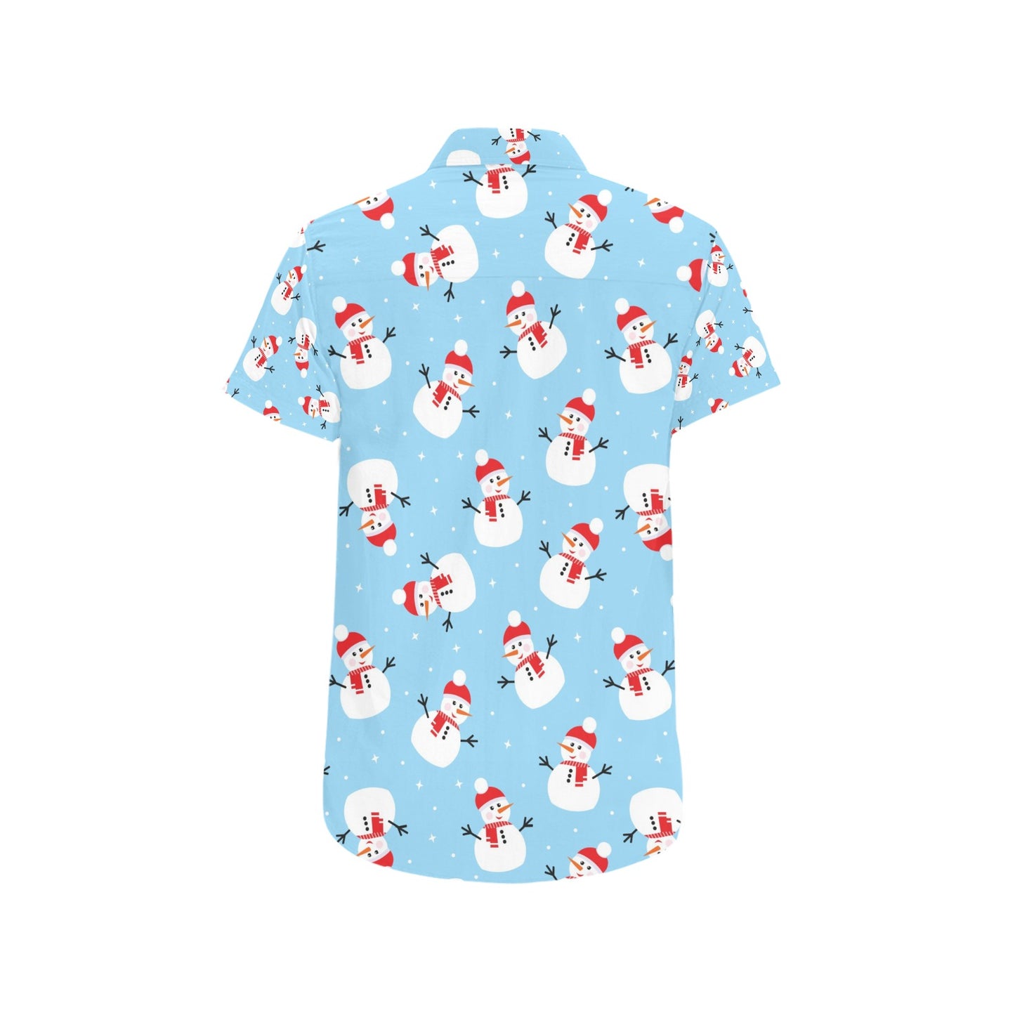 Snowman Print Design LKS305 Men Short Sleeve Button Up Shirt