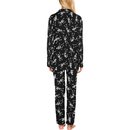 Skeleton Print Design LKS305 Women's Long Pajama Set