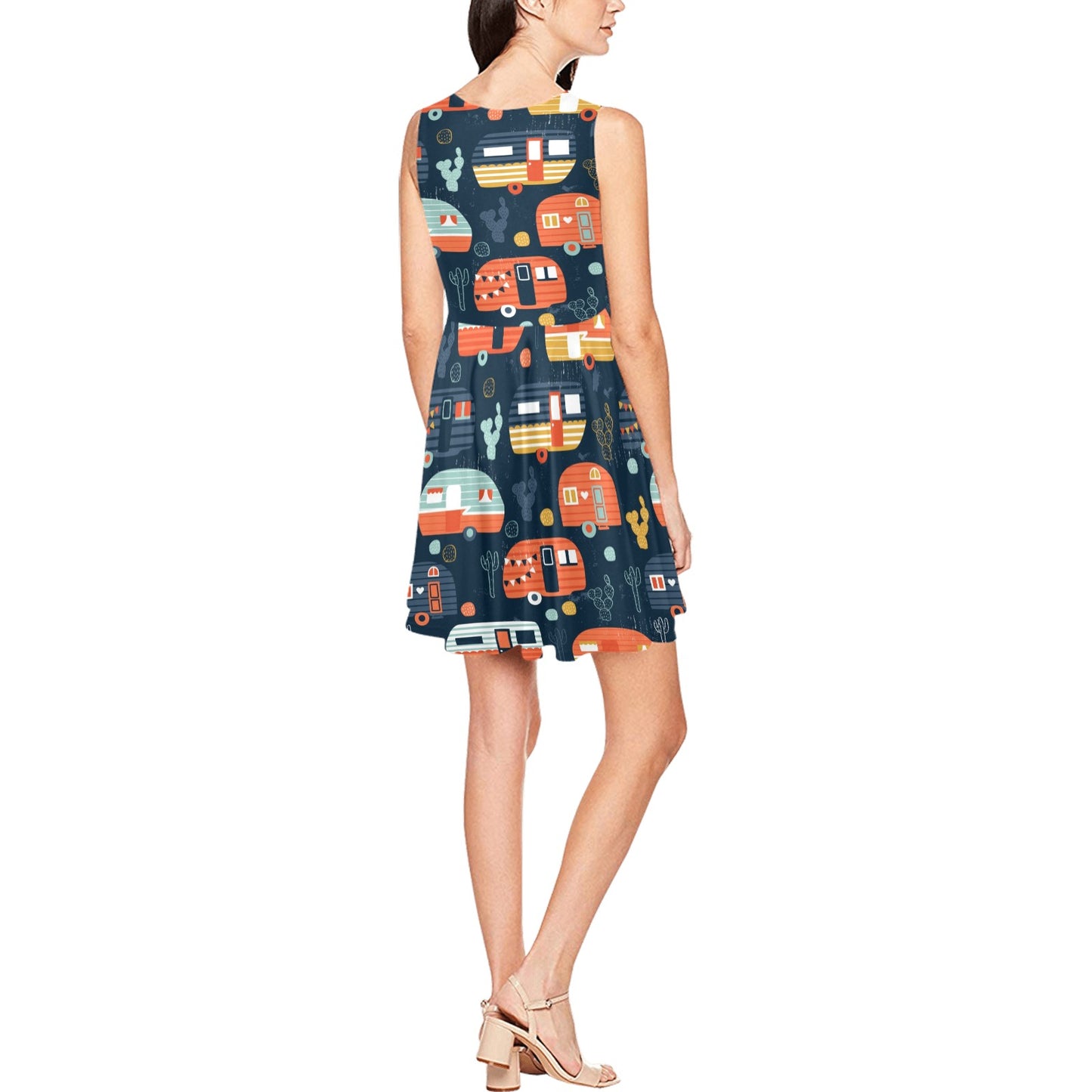 Camper Caravan Print Pattern Sleeveless Dress