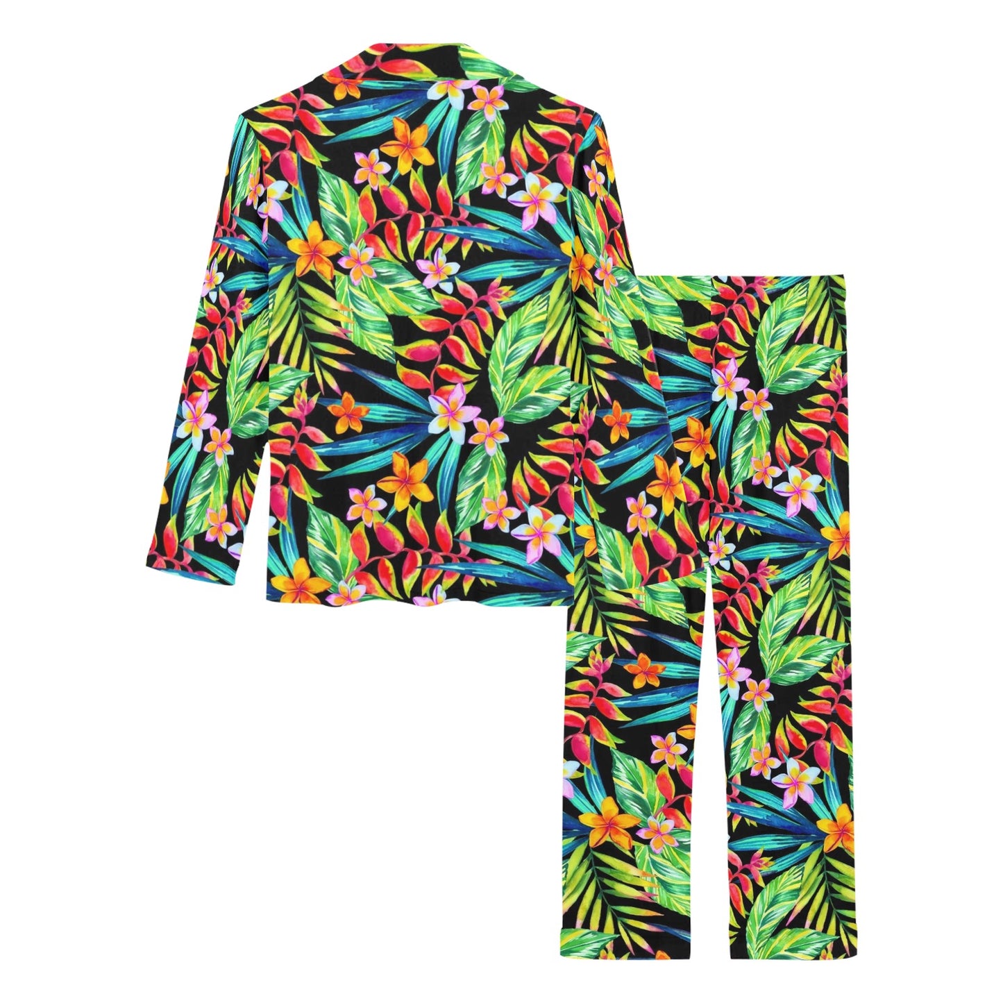Heliconia Pattern Print Design HL09 Women's Long Pajama Set