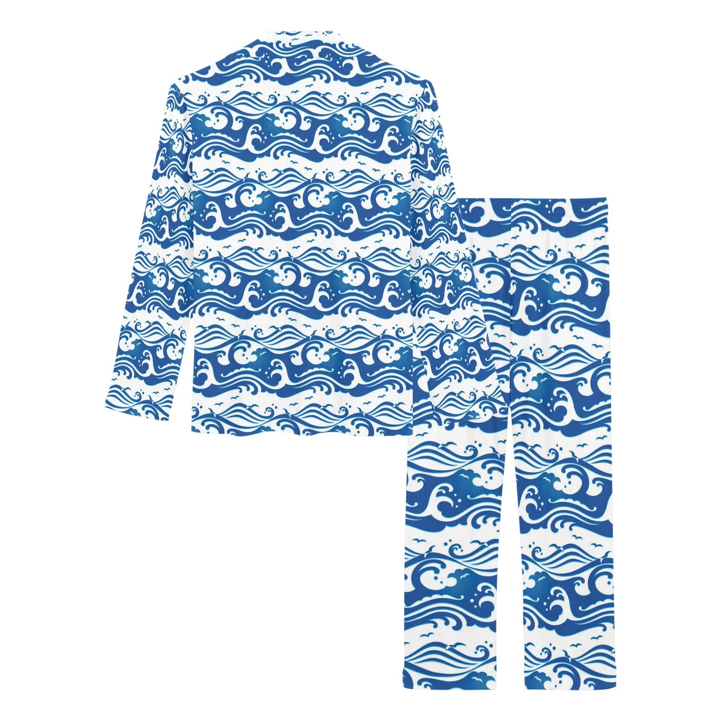 Wave Print Design LKS303 Women's Long Pajama Set