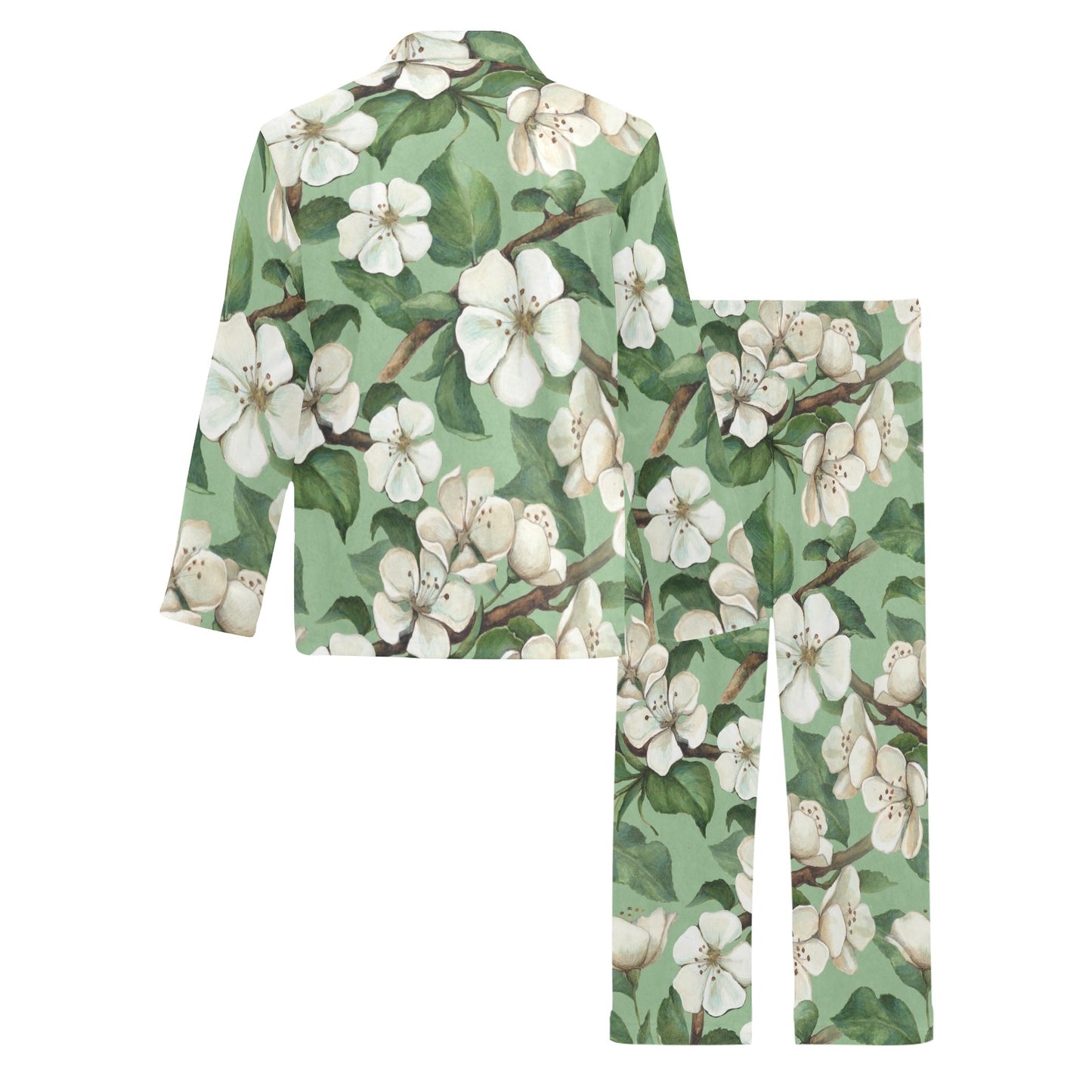 Apple blossom Pattern Print Design AB02 Men's Long Pajama Set