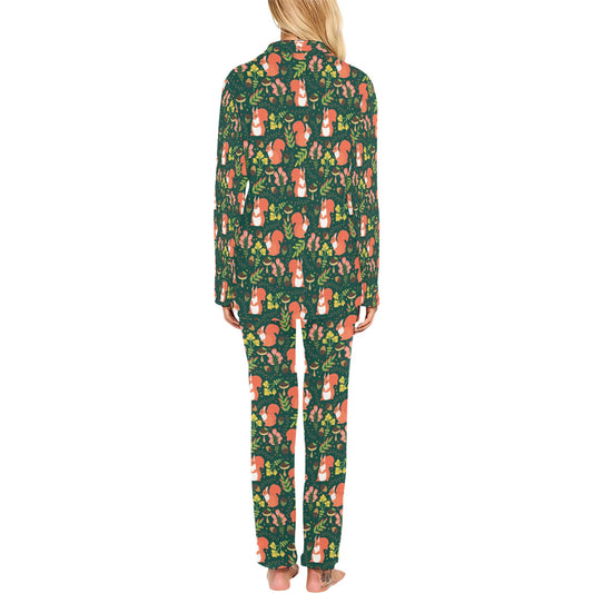 Squirrel Print Design LKS302 Women's Long Pajama Set