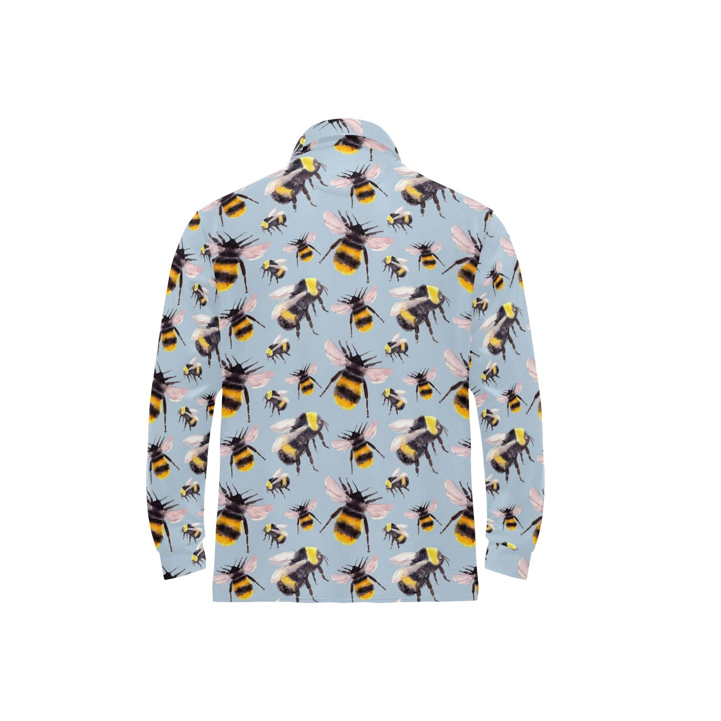 Bee Pattern Print Design BEE08 Long Sleeve Polo Shirt For Men's