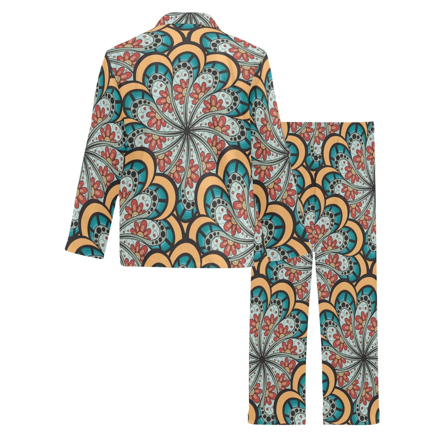 Mandala Pattern Print Design 01 Men's Long Pajama Set