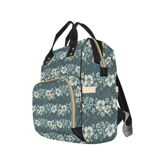 Flower Hawaiian Hibiscus Style Print Pattern Diaper Bag Backpack