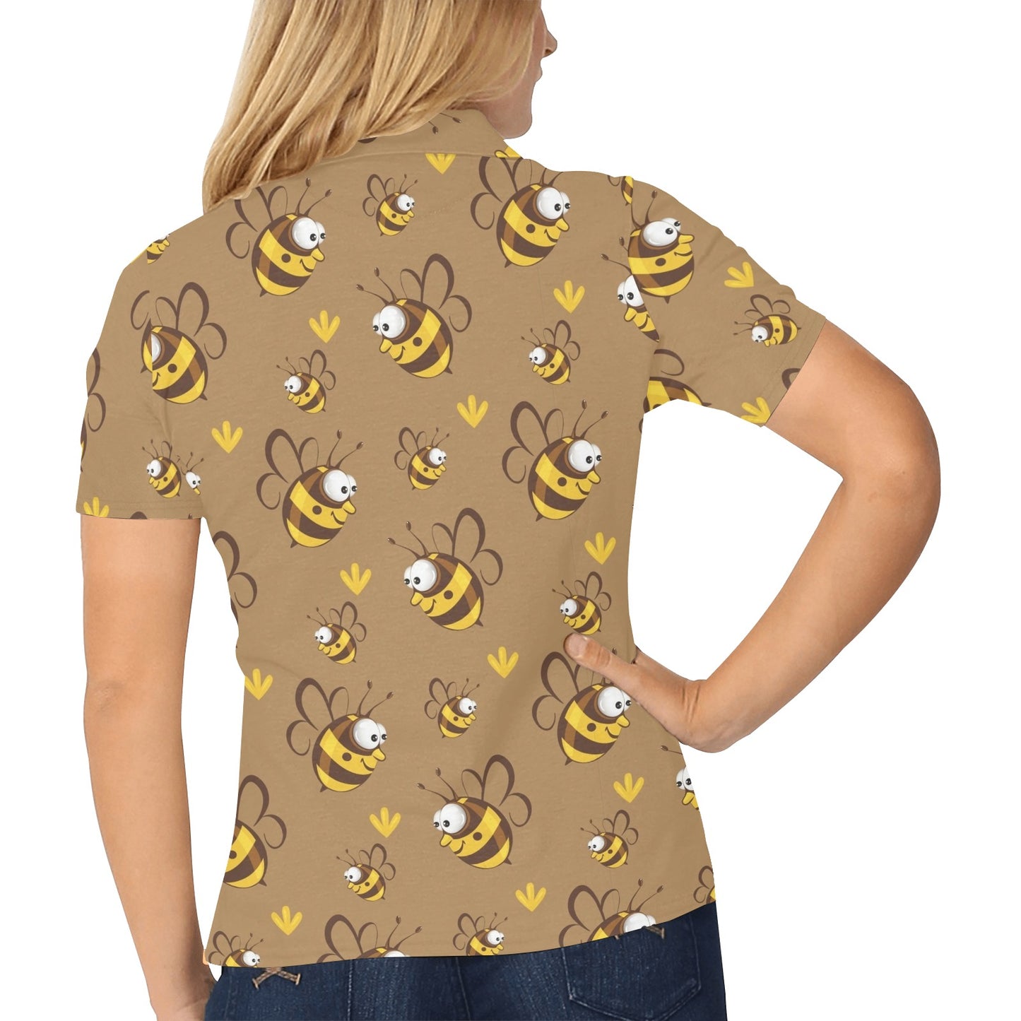 Bee Pattern Print Design BEE09 Women's Polo Shirt