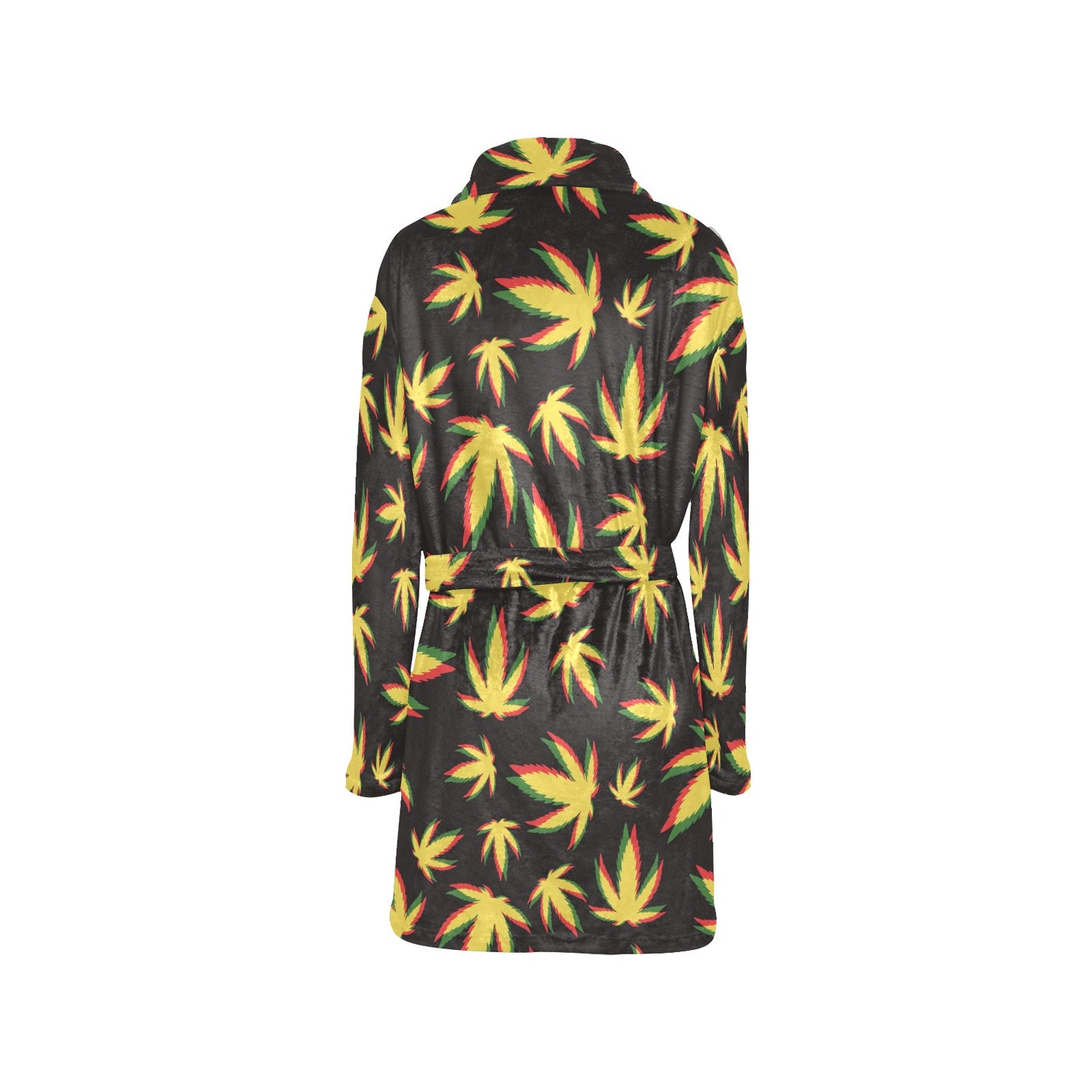 Pot Leaf Pattern Print Design A02 Women's Fleece Robe