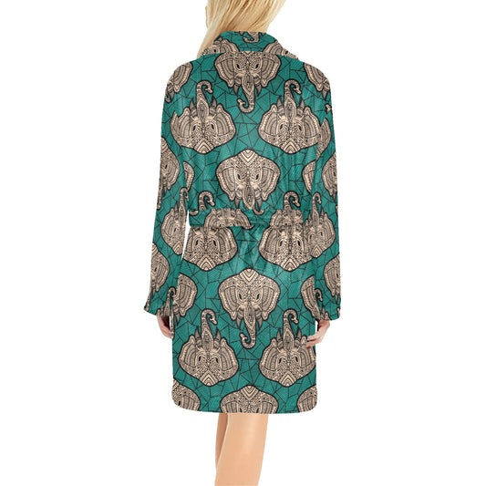 Boho Head Elephant Women's Fleece Robe