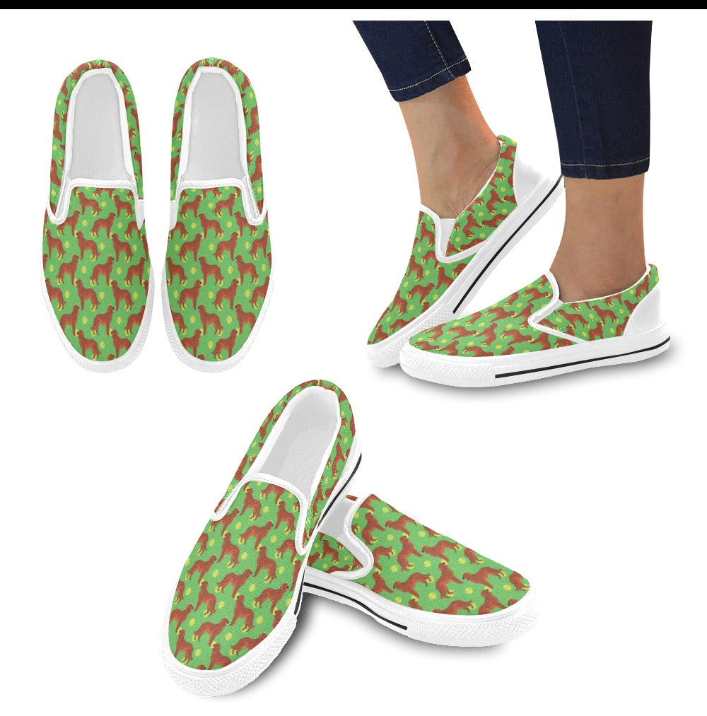 Setters Irish Print Design LKS302 White Slip Ons Canvas Women's Shoes