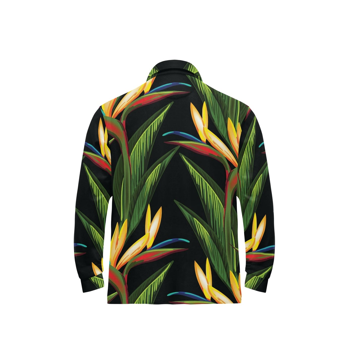 Bird Of Paradise Pattern Print Design BOP012 Long Sleeve Polo Shirt For Men's