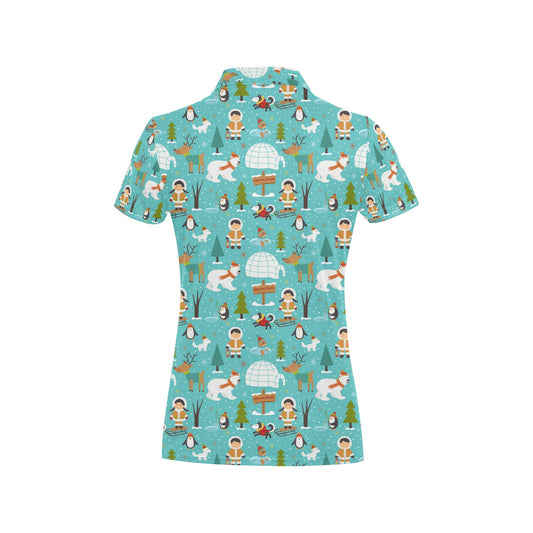 Eskimo Pattern Print Design 01 Women's Polo Shirt