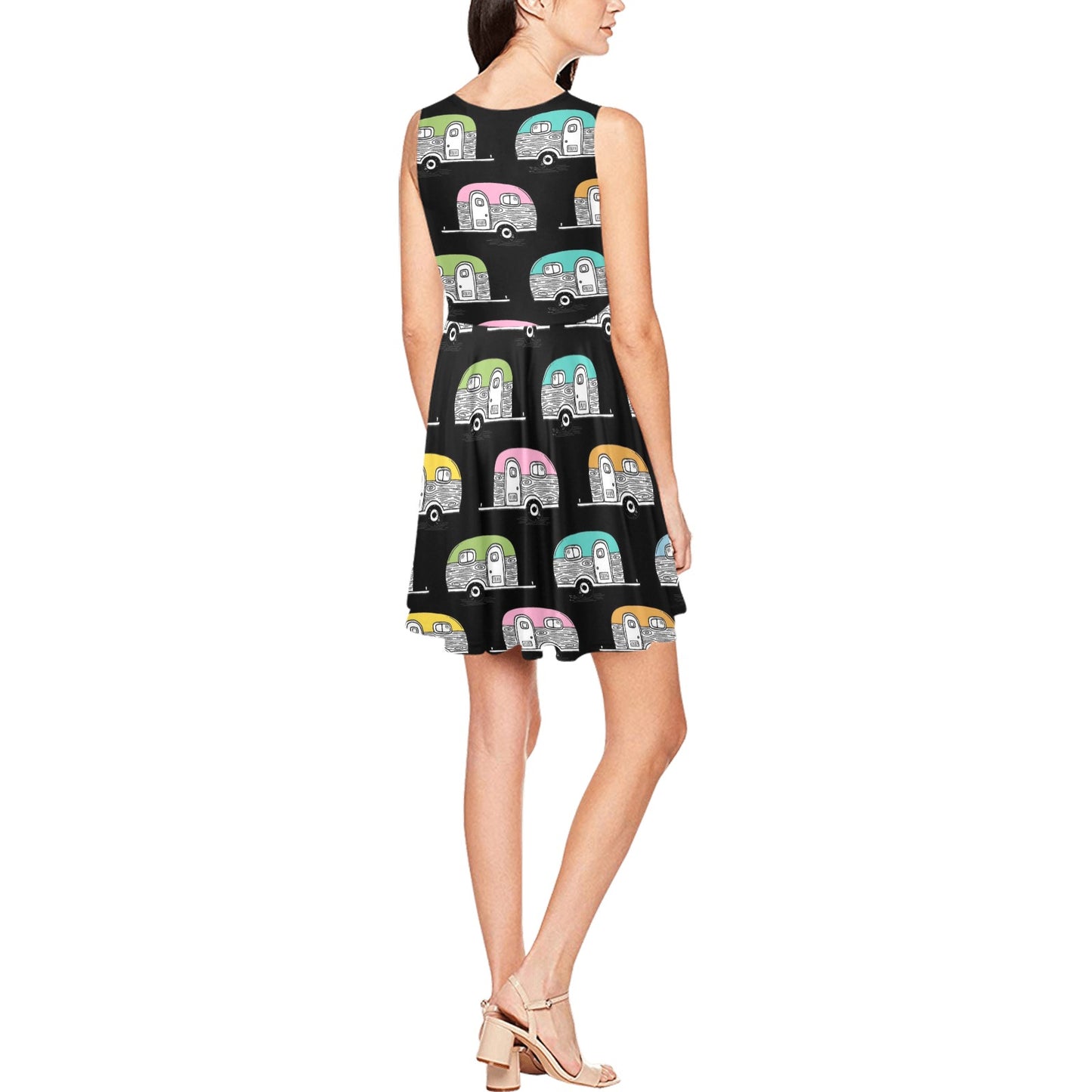 Camper Pattern Camping Themed No 2 Print Sleeveless Dress