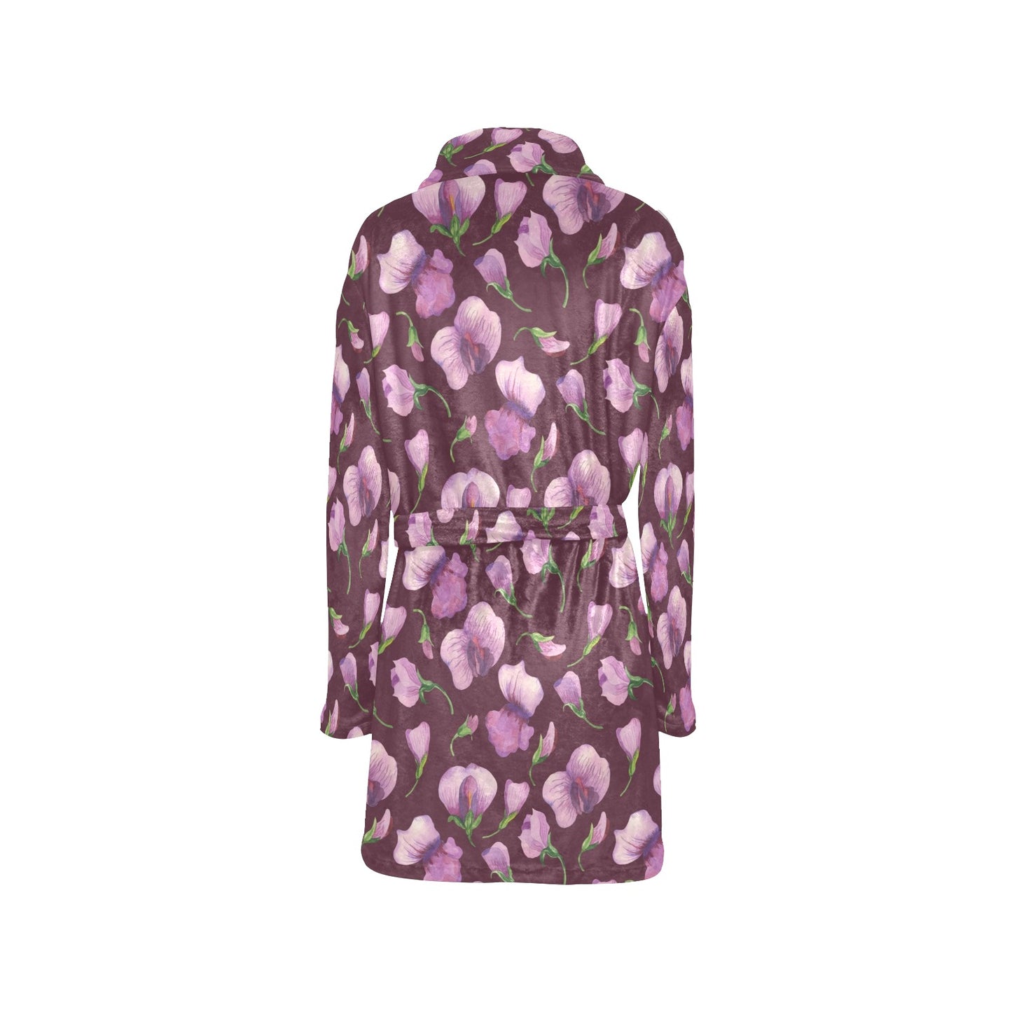 Peony Pattern Print Design PE010 Women's Fleece Robe