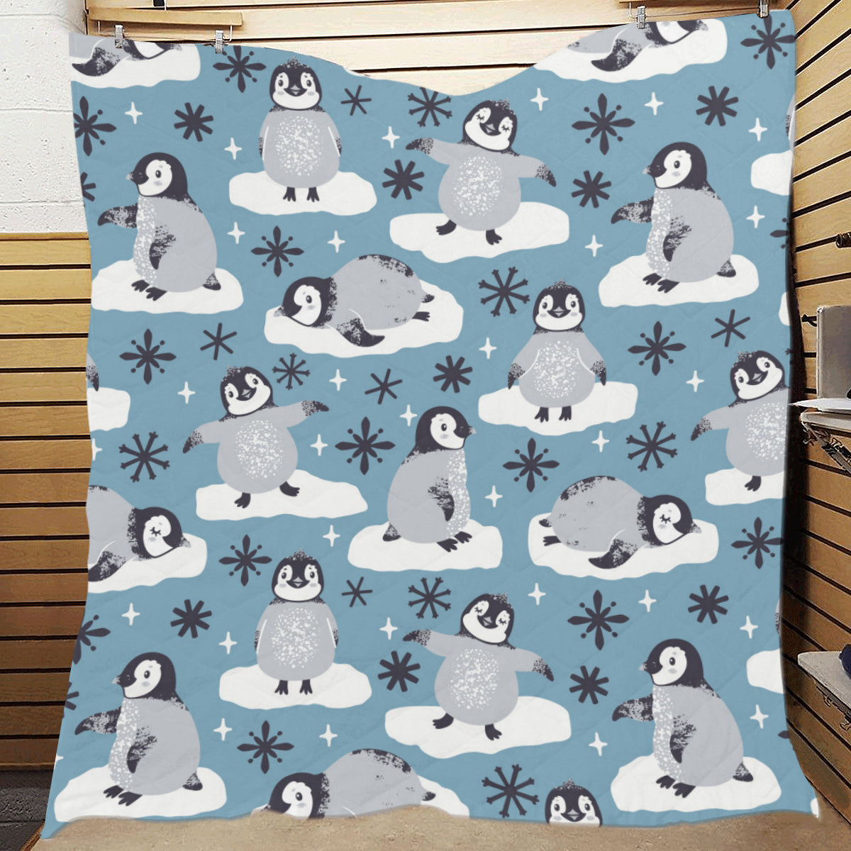 Penguin Pattern Print Design A05 Premium Quilt