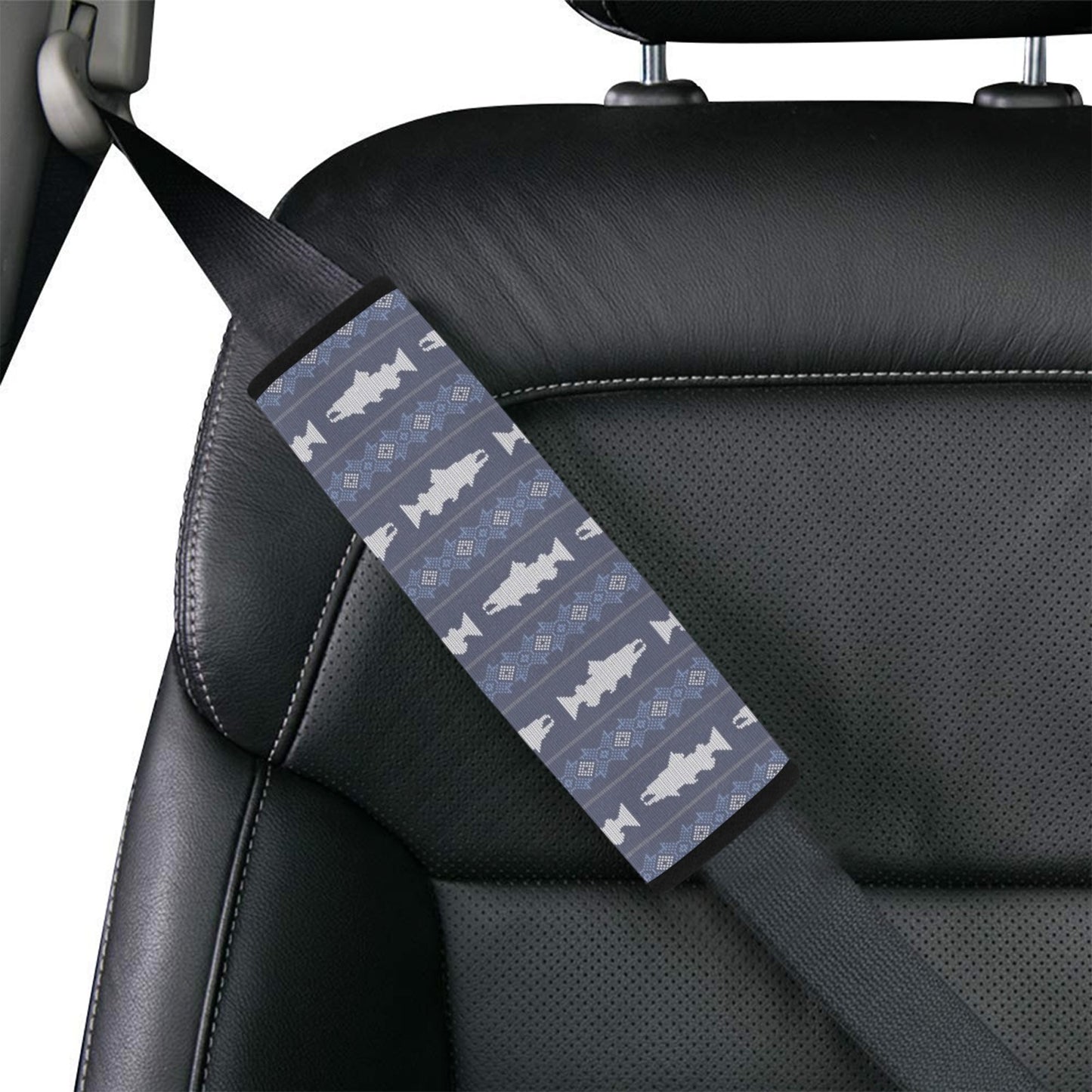 Salmon Fish Knit Style Print Design LKS304 Car Seat Belt Cover