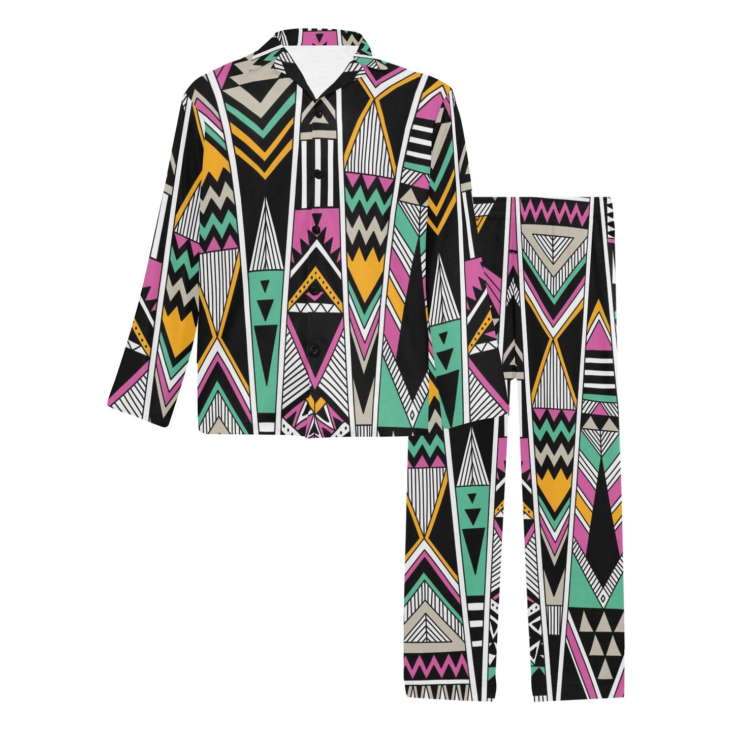 Tribal Aztec Triangle Men's Long Pajama Set