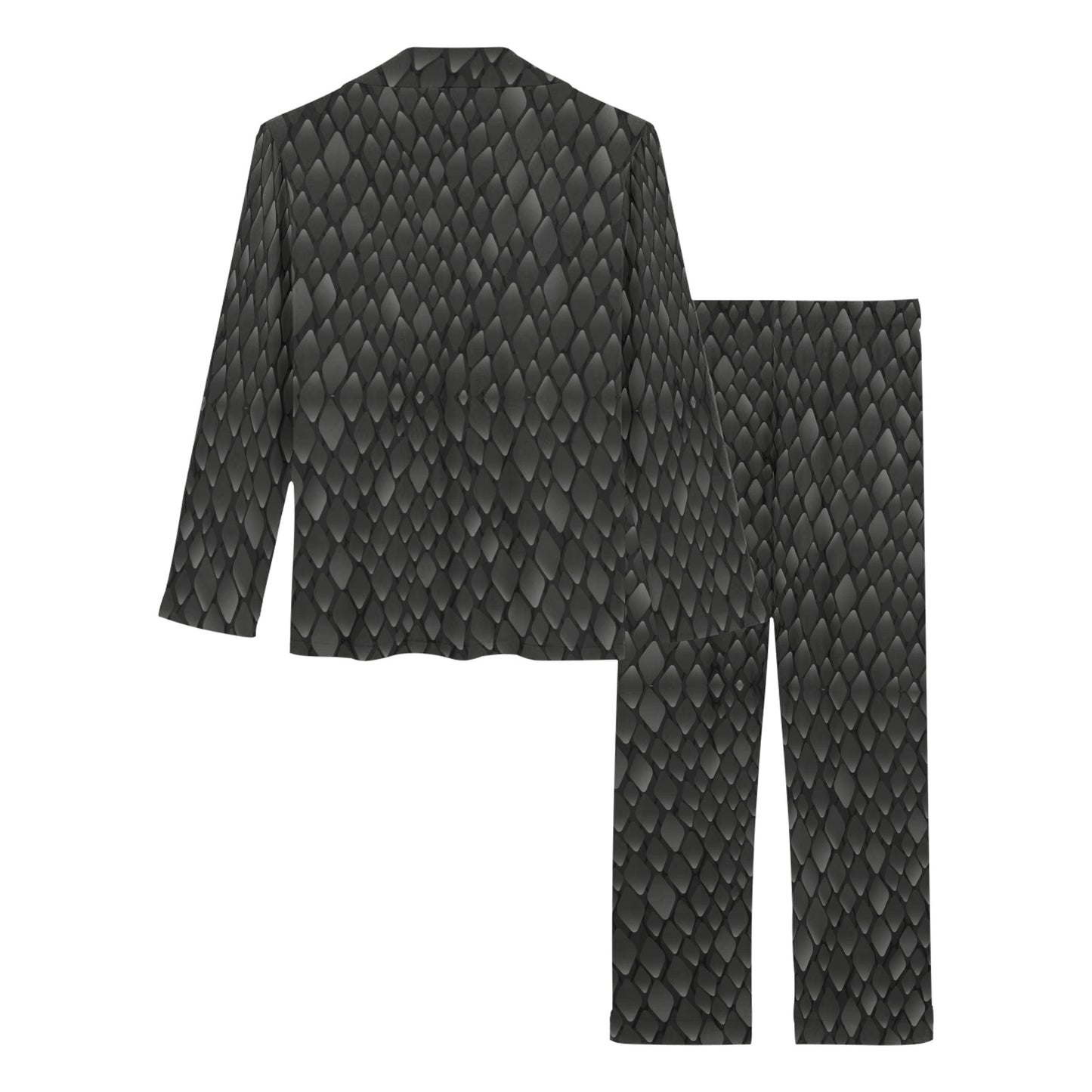 Snake Skin Black Print Women's Long Pajama Set