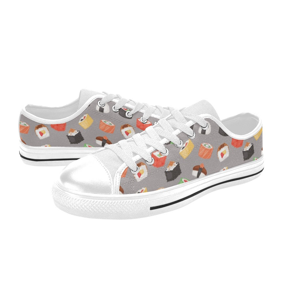 Sushi Print Design LKS307 Women's White Low Top Shoes