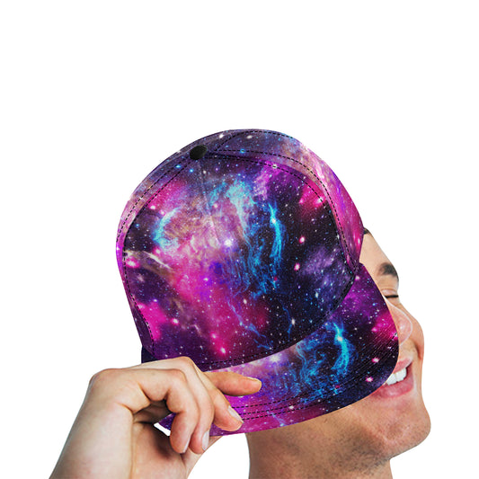 Galaxy Night Purple Space Print Snapback Cap