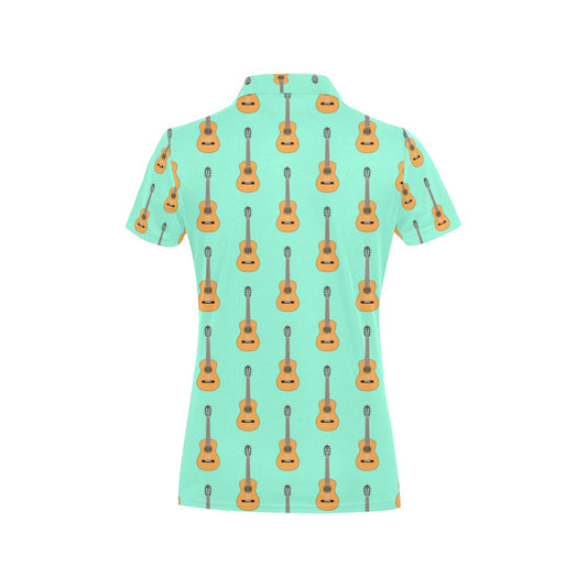 Acoustic Guitar Print Design LKS403 Women's Polo Shirt