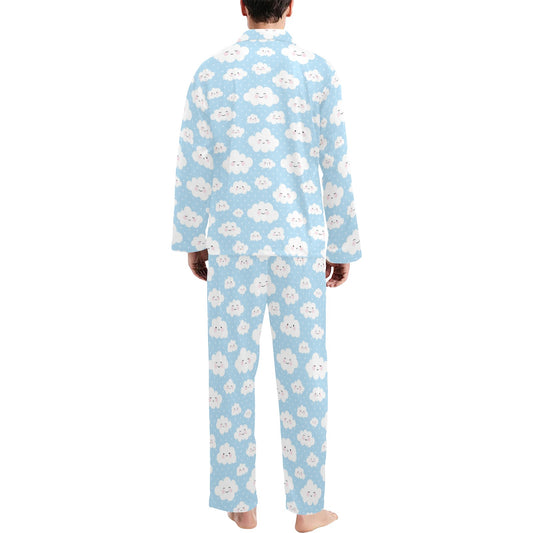 Cloud Pattern Print Design 02 Men's Long Pajama Set