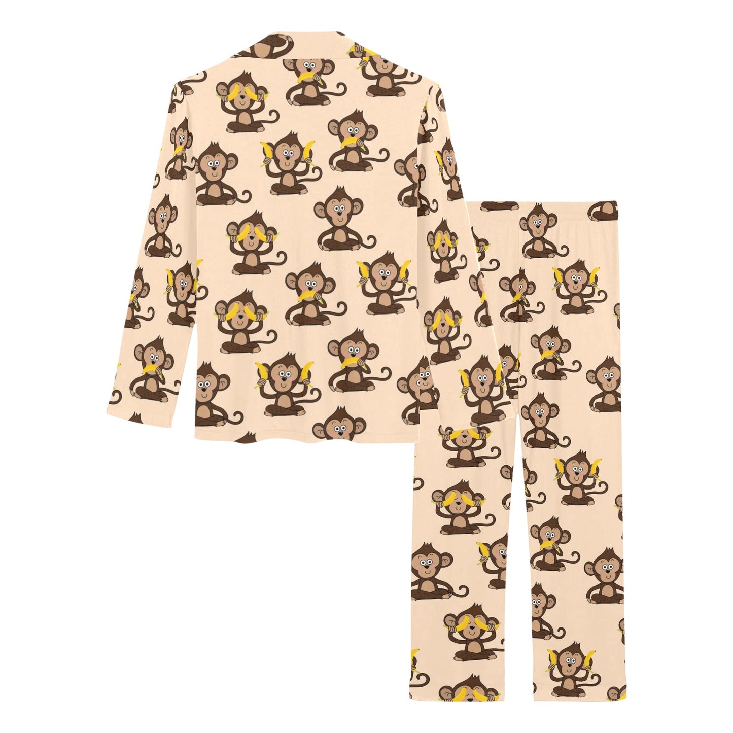 Monkey Pattern Print Design 03 Women's Long Pajama Set