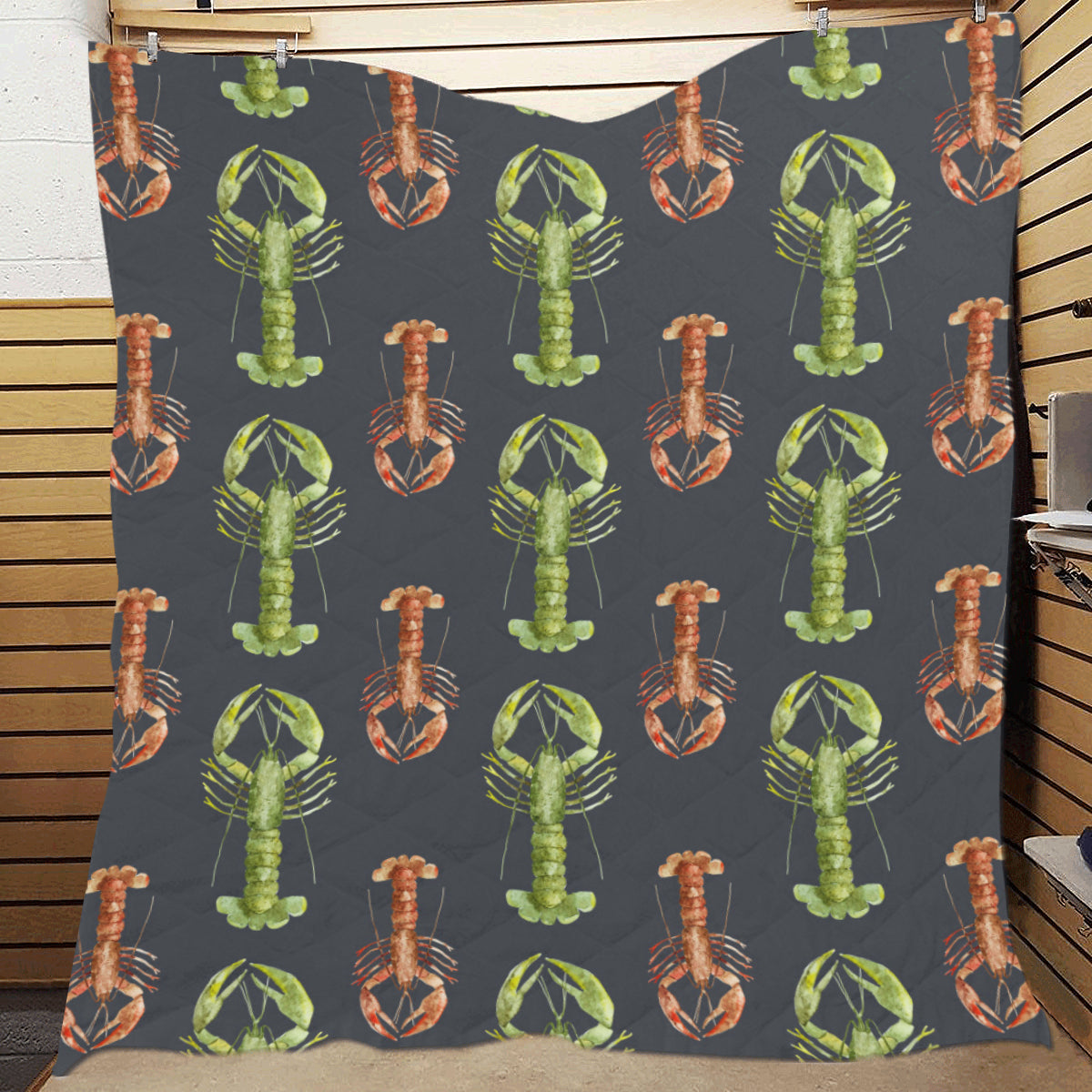 Lobster Pattern Print Design 01 Premium Quilt