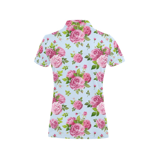 Rose Pink Pattern Print Design RO08 Women's Polo Shirt