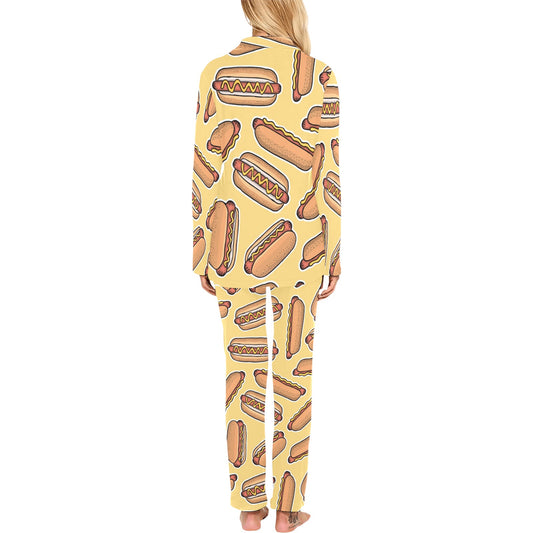 Hot Dog Pattern Print Design 01 Women's Long Pajama Set